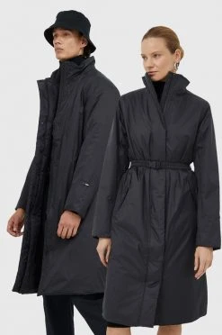Γυναικεία Μακριά μπουφάν Μπουφάν Rains Long Padded Nylon W Coat , χρώμα: μαύρο