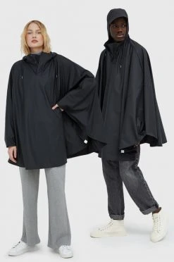 Γυναικεία Μακριά μπουφάν Αδιάβροχο μπουφάν Rains μαύρο