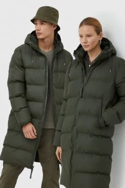 Γυναικεία Μακριά μπουφάν Μπουφάν Rains Long Puffer Jacket , χρώμα: πράσινο
