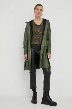 Γυναικεία Μακριά μπουφάν Αδιάβροχο μπουφάν Rains Curve Jacket , χρώμα: πράσινο, -Ρούχα Rains unnamed file 220