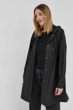 Γυναικεία Μακριά μπουφάν Μπουφάν Rains 18340 A-line Jacket χρώμα: μαύρο, -Ρούχα Rains unnamed file 389