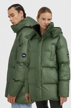 Γυναικεία Κοντά μπουφάν Μπουφάν Rains Boxy Puffer Parka , χρώμα: πράσινο