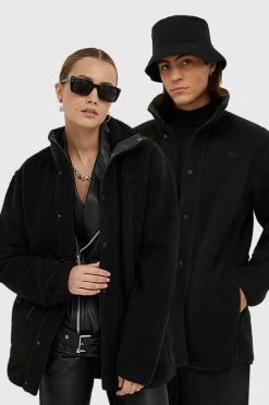 Γυναικεία Κοντά μπουφάν Μπουφάν Rains Long Heavy Fleece Jacket , χρώμα: μαύρο,