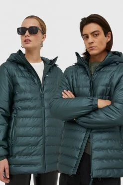 Γυναικεία Μακριά μπουφάν Μπουφάν Rains Trekker Hooded Jacket , χρώμα: πράσινο