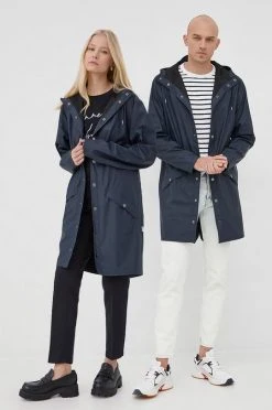 Γυναικεία Μακριά μπουφάν Μπουφάν Rains 12020 Long Jacket ναυτικό μπλε